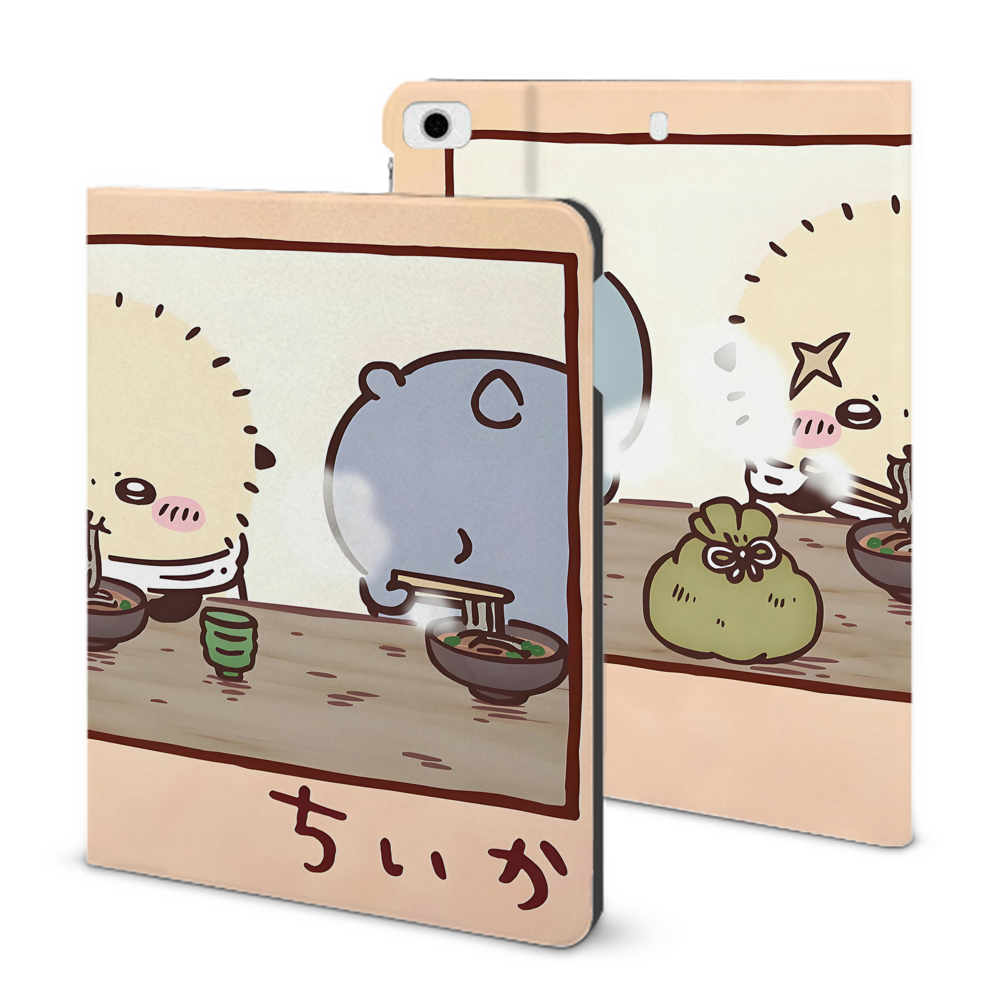（画像用） ちいかわ Chii-kawa IPad ケース ブック型 PUレザー TPU 耐衝撃 軽量 薄型 ペン収納なし 全面保護 IPad 各モデル対応
